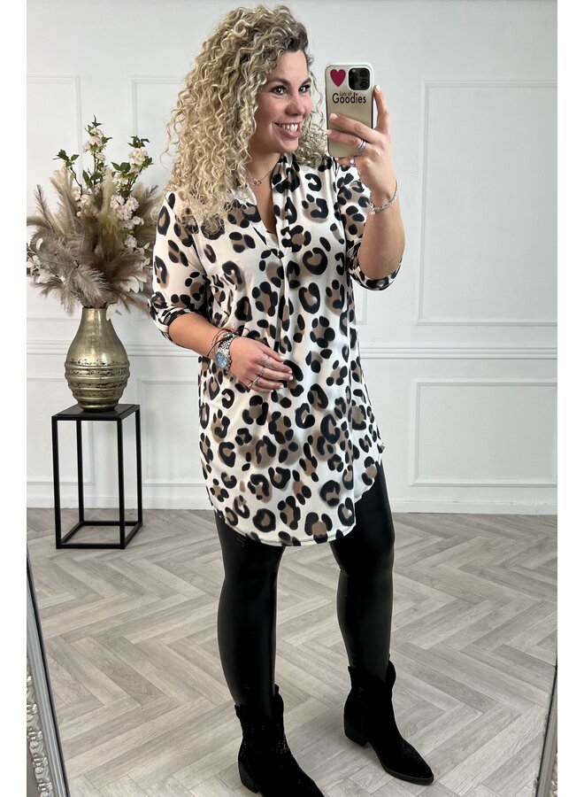 Perfect Basic Tunic Big Leopard - Taupe