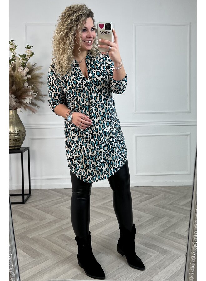 Perfect Basic Tunic Small Leopard Amy - Turquoise