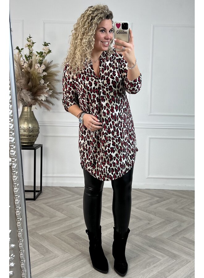 Perfect Basic Tunic Small Leopard Amy - Red