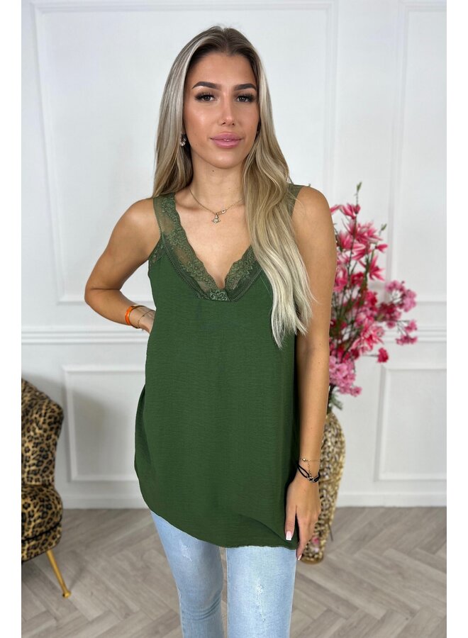 Curvy Sisi Lace Top - Armygreen