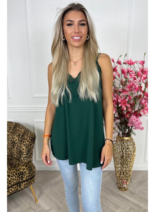 Curvy Sisi Lace Top - Bottle Green