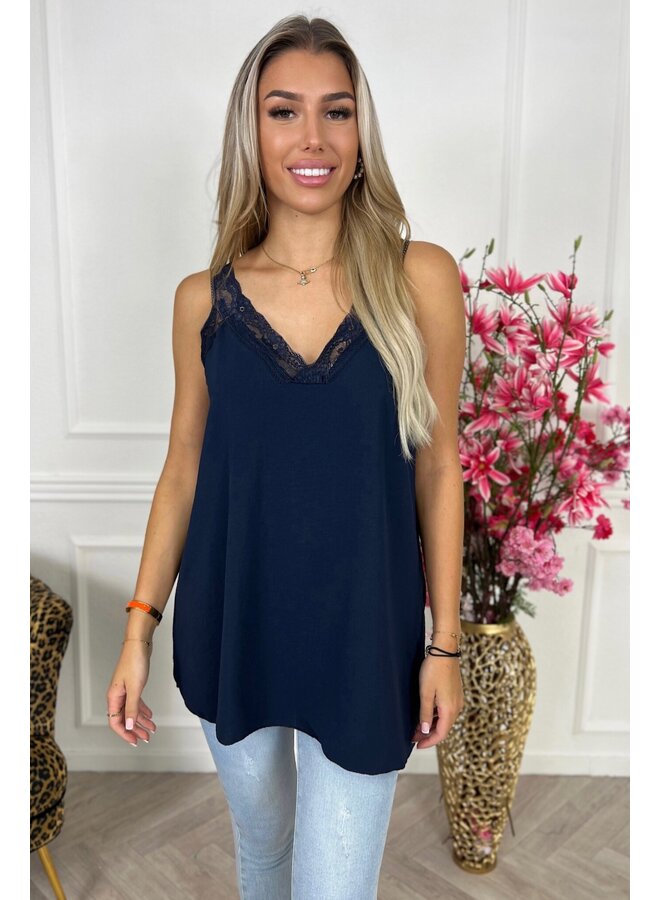 Curvy Sisi Lace Top - Navy