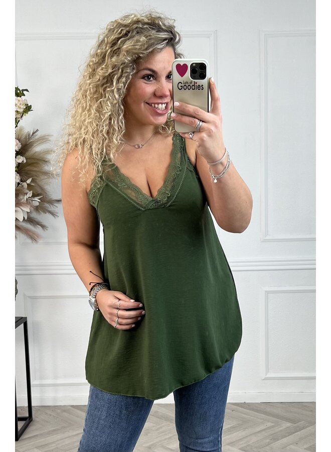 Curvy Sisi Lace Top - Armygreen