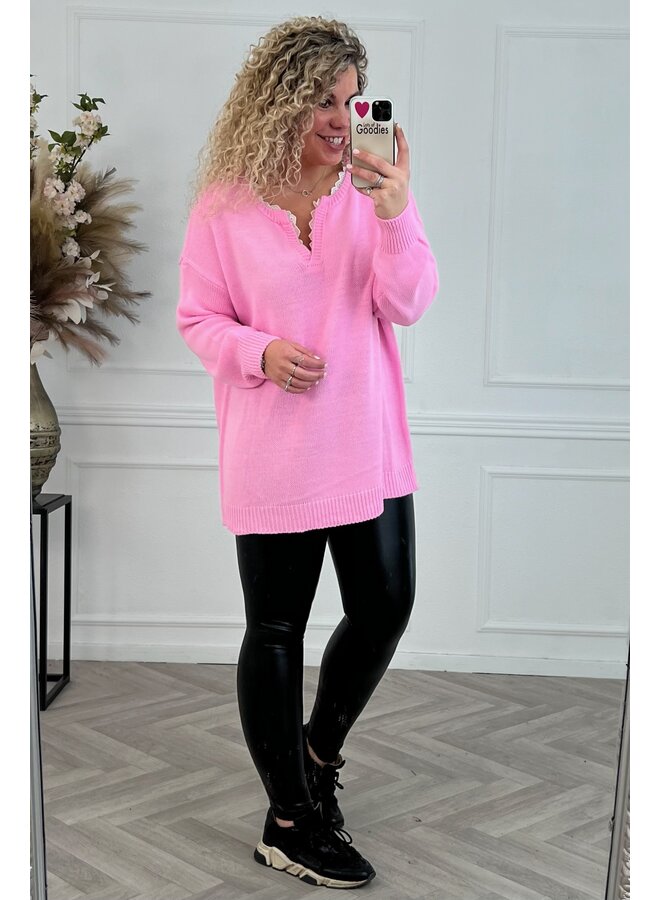 Sweet Broderie Sweater - Light Pink
