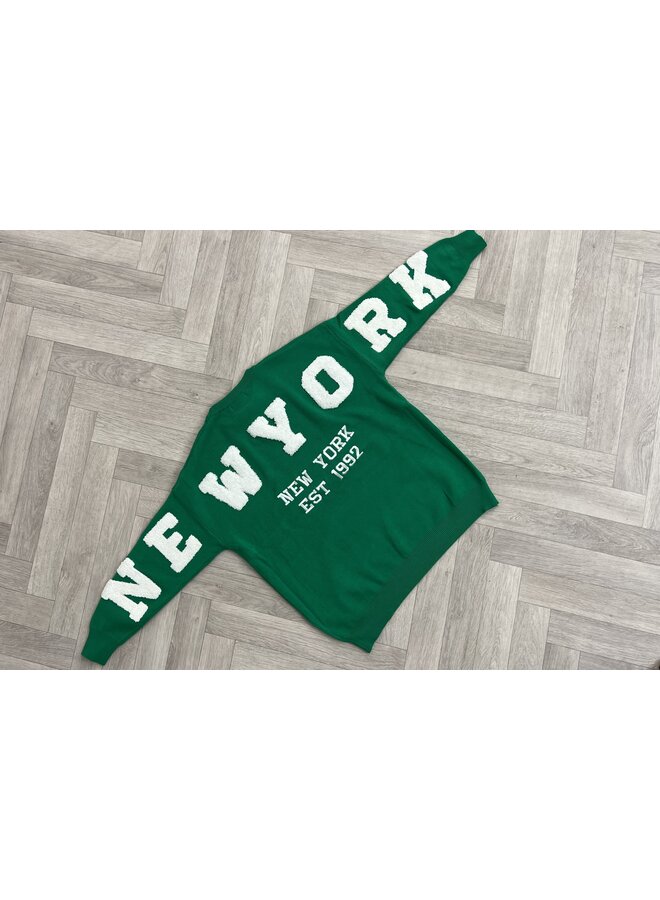 Manhattan New York Sweater - Green/White
