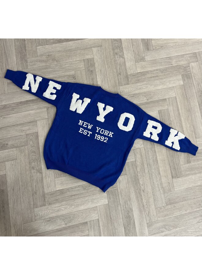 Manhattan New York Sweater - Kobalt/White