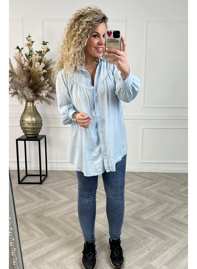 Scarlett Denim Blouse - Light Blue