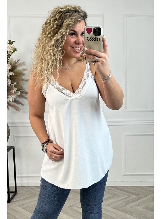 Curvy Sisi Lace Top - White