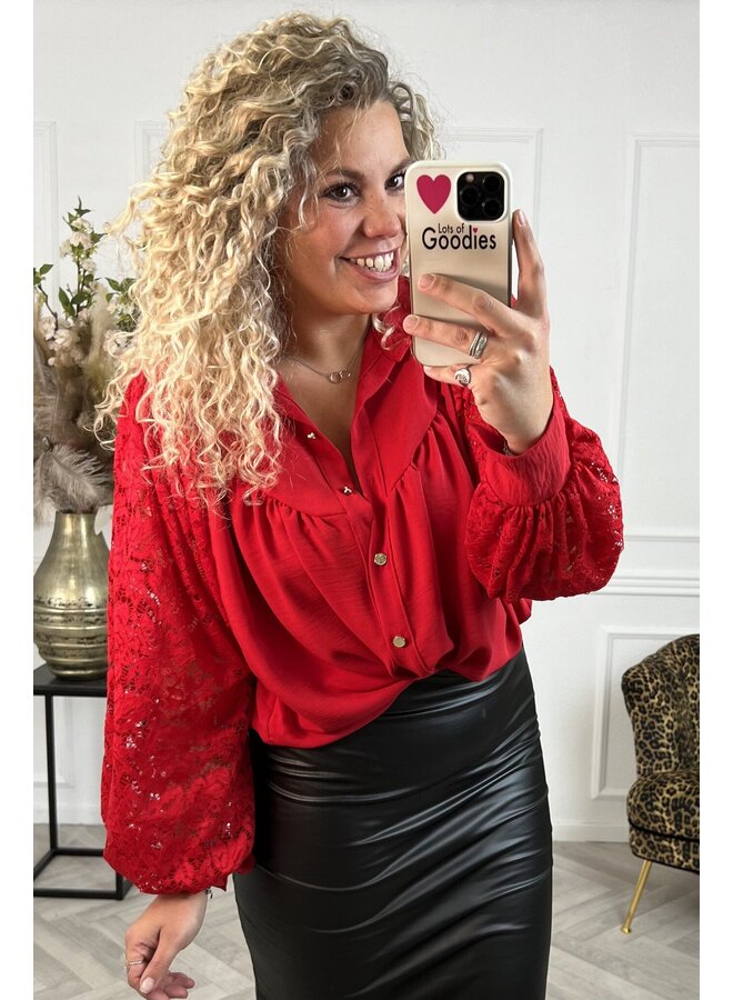 Scarlett Lace Blouse - Red