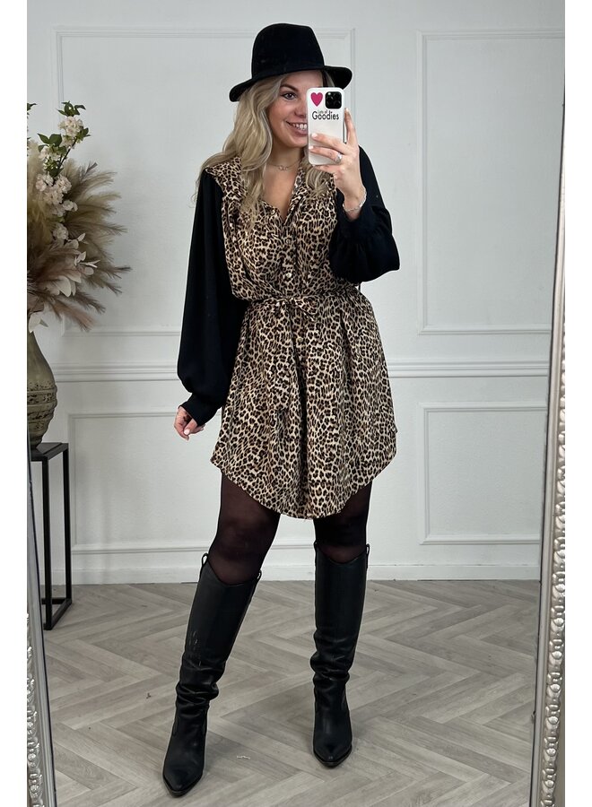 Curvy Leopard Style Dress - Black