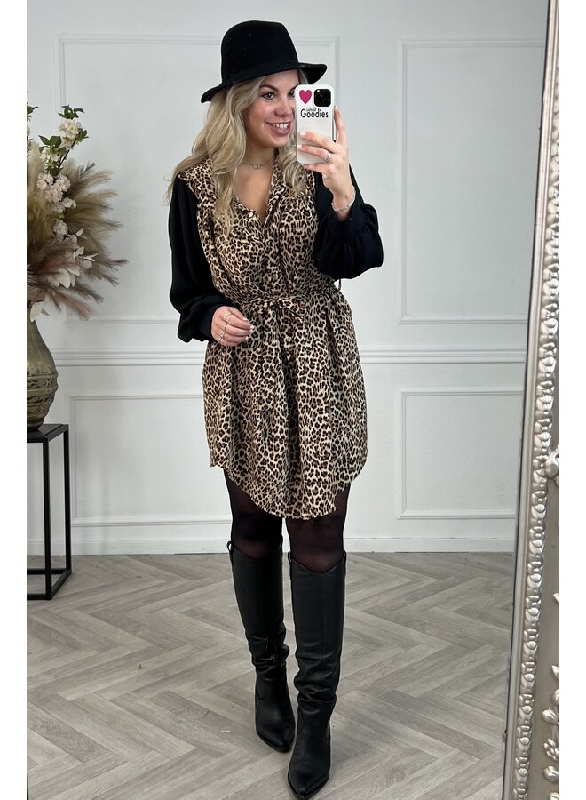 Curvy Leopard Style Dress - Black