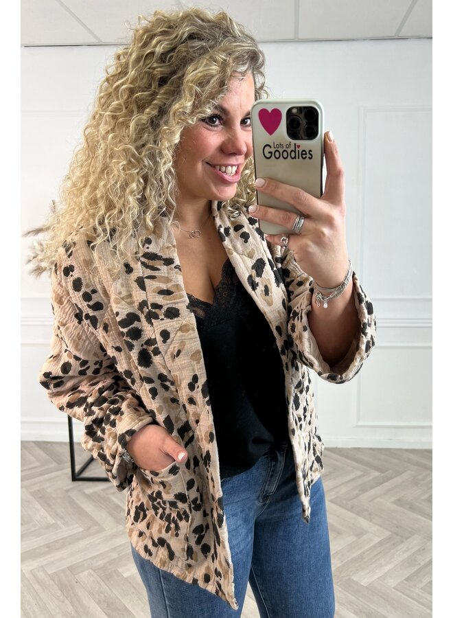 Padded Lexi Jacket - Leopard Beige/Camel/Black