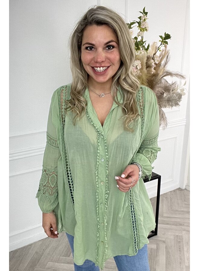 Bohemian Blouse Long - Sage Green