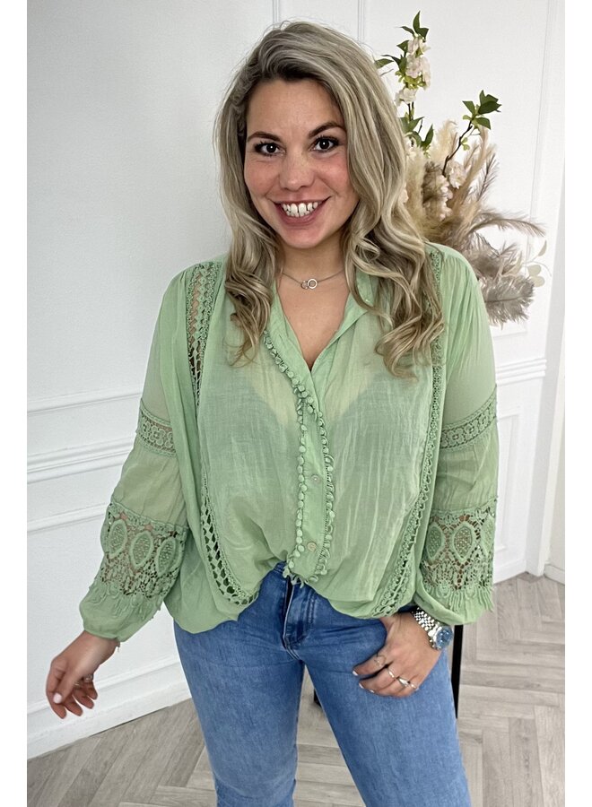 Bohemian Blouse Long - Sage Green