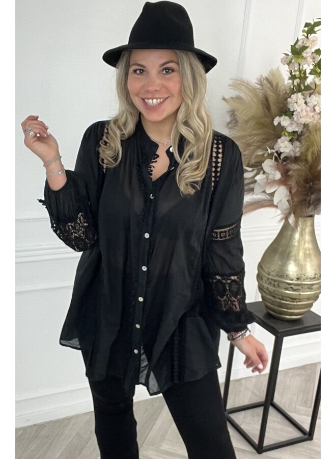 Bohemian Blouse Long - Black