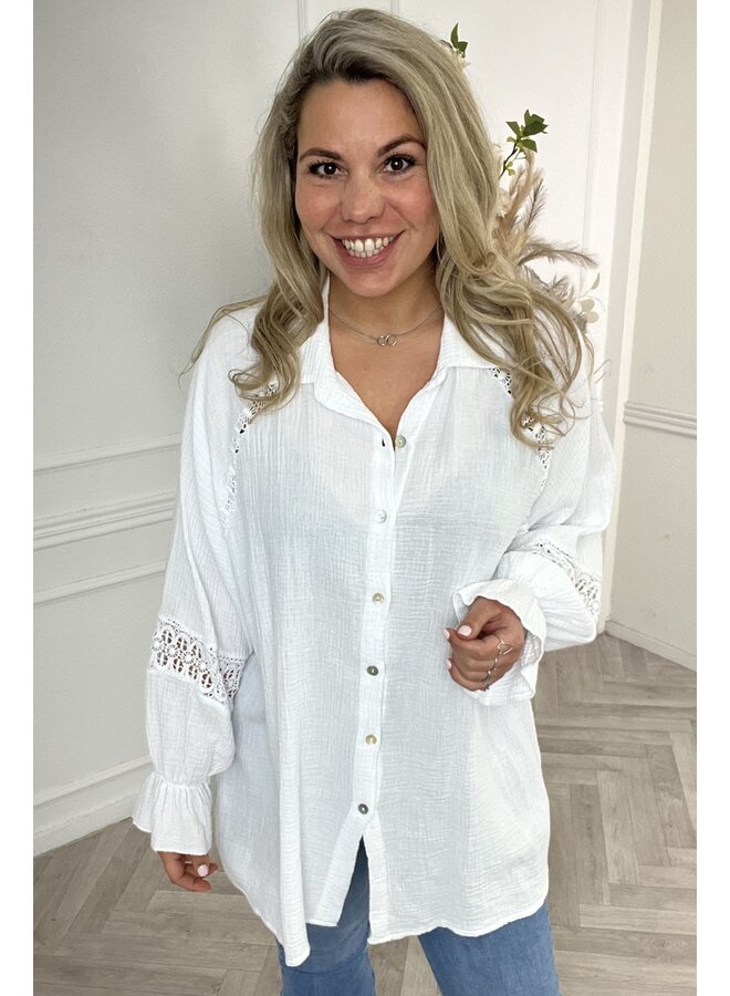 Pretty Boho Cotton Blouse - White