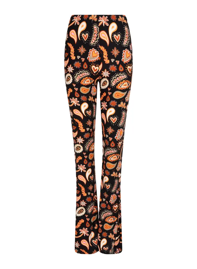 Soft Flare Paisley - Orange/Black