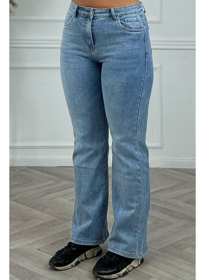 Basic Straight Leg Jeans - Light Blue