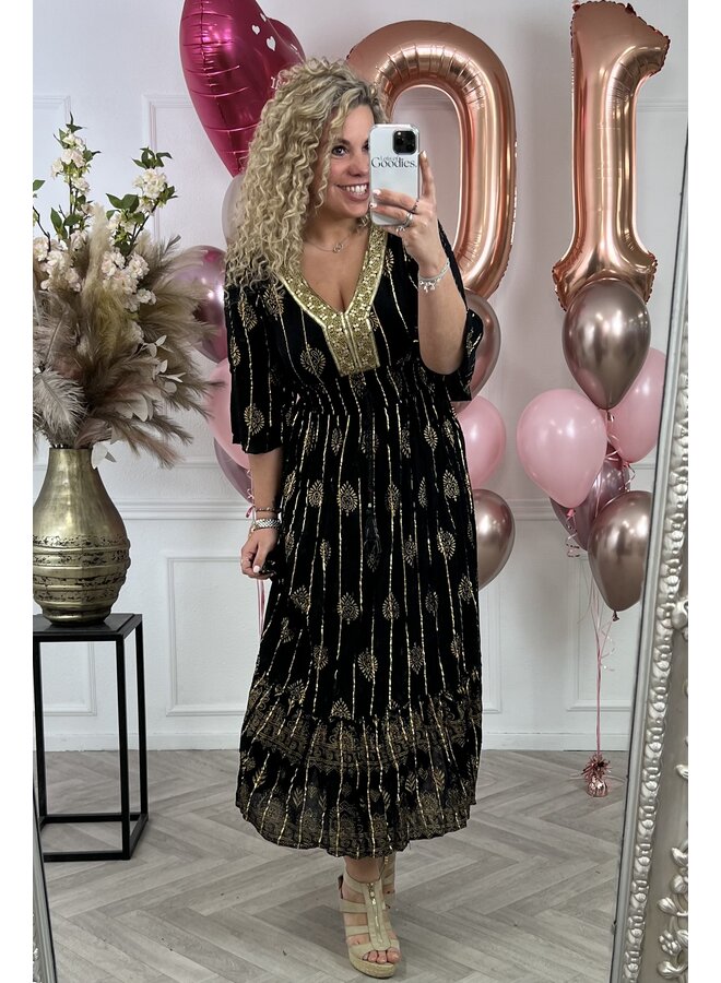 Maxi Ibiza Dress - Black/Gold