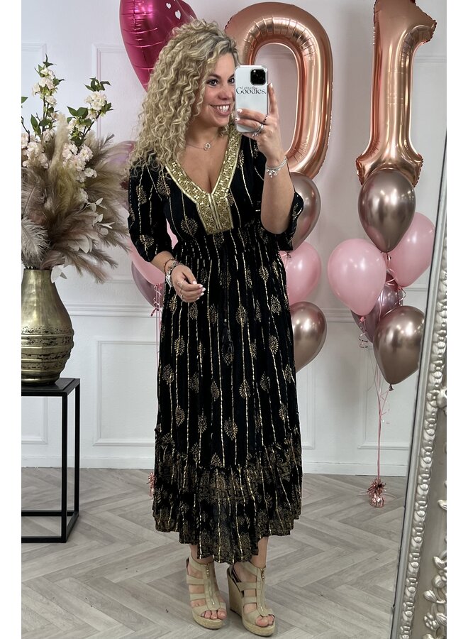 Maxi Ibiza Dress - Black/Gold