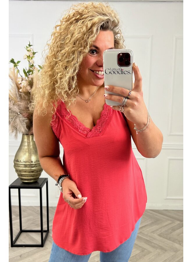 Curvy Sisi Lace Top - Watermelon