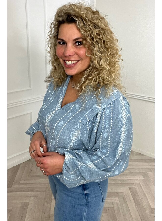 Denim Spring Blouse - Blue