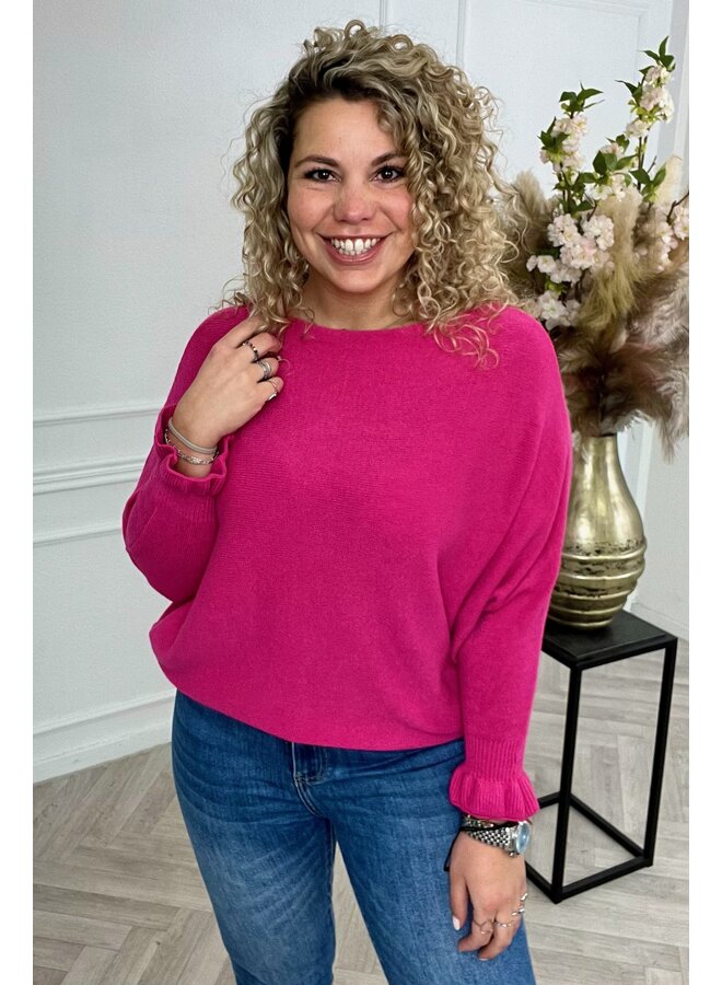 Ruffle Butterfly Sweater - Fuchsia