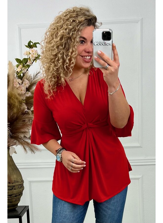 Curvy Knotted Top - Red
