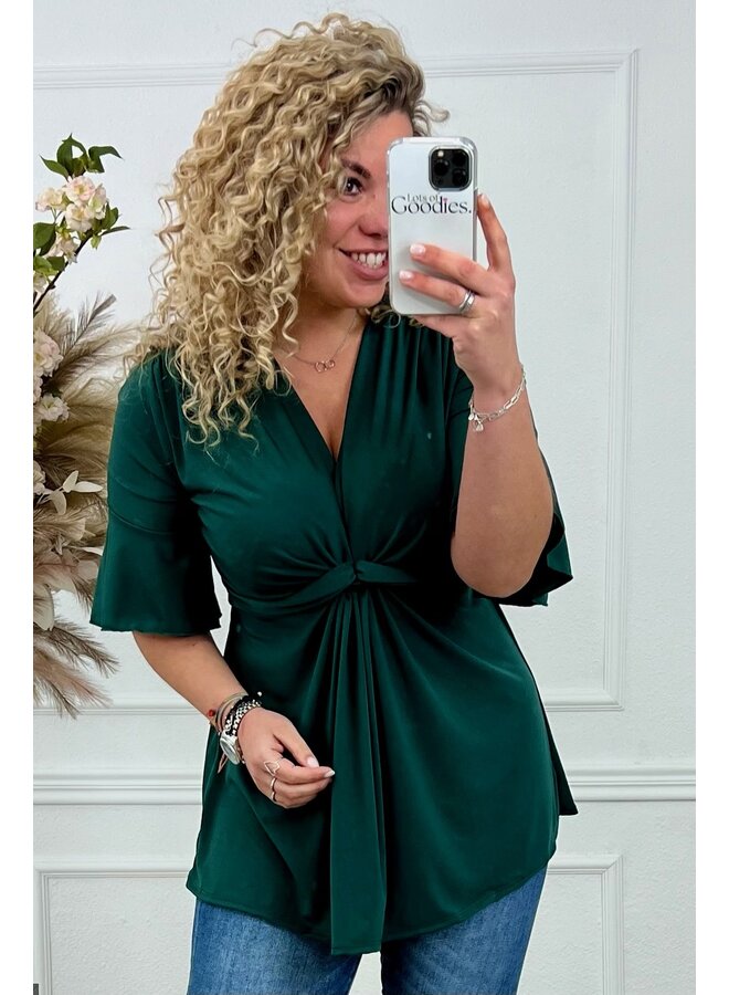 Curvy Knotted Top - Bottle Green PRE-ORDER