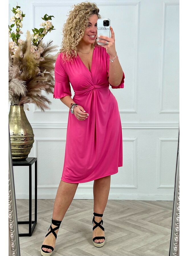 Curvy Short Knotted Dress - Sugar Pink PRE-ORDER