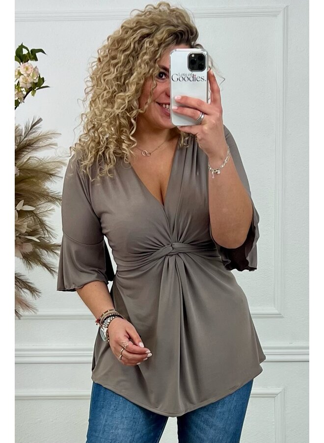 Curvy Knotted Top - Taupe