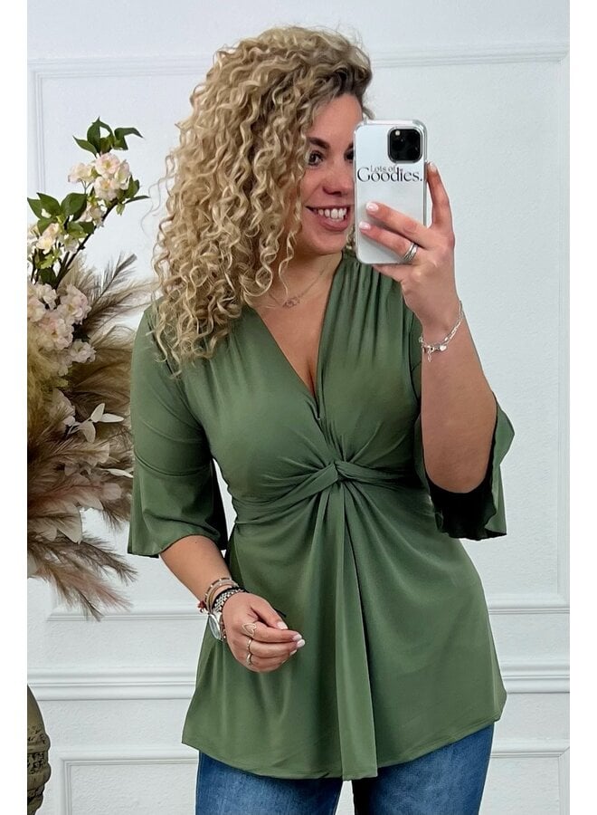 Curvy Knotted Top - Armygreen