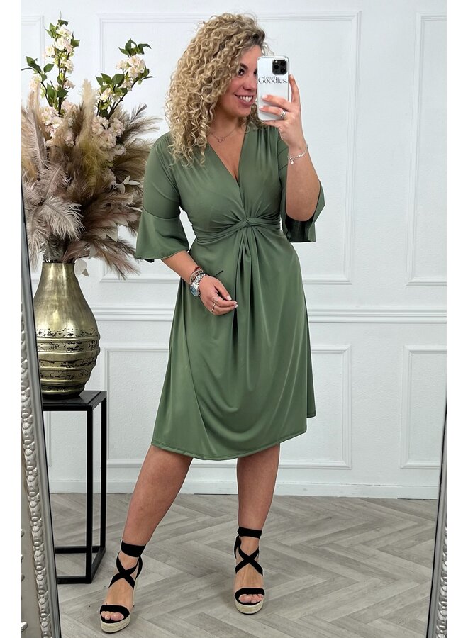 Curvy Short Knotted Dress - Armygreen PRE-ORDER