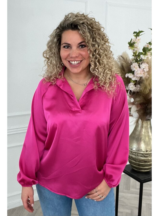 Shiny Spring Blouse - Fuchsia