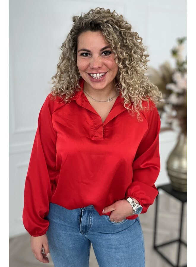 Shiny Spring Blouse - Red