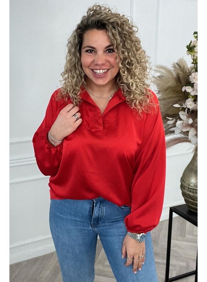 Shiny Spring Blouse - Red