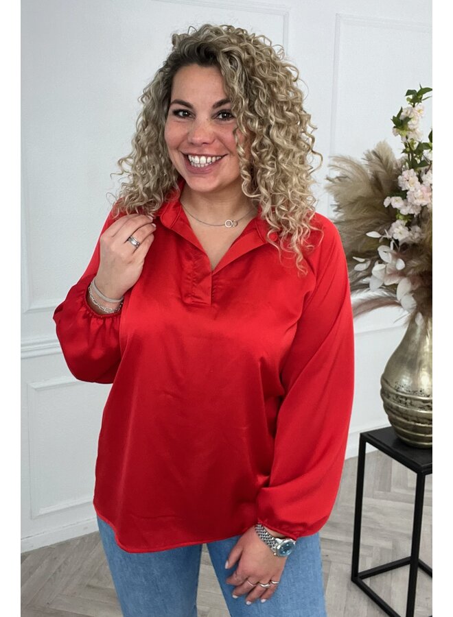 Shiny Spring Blouse - Red