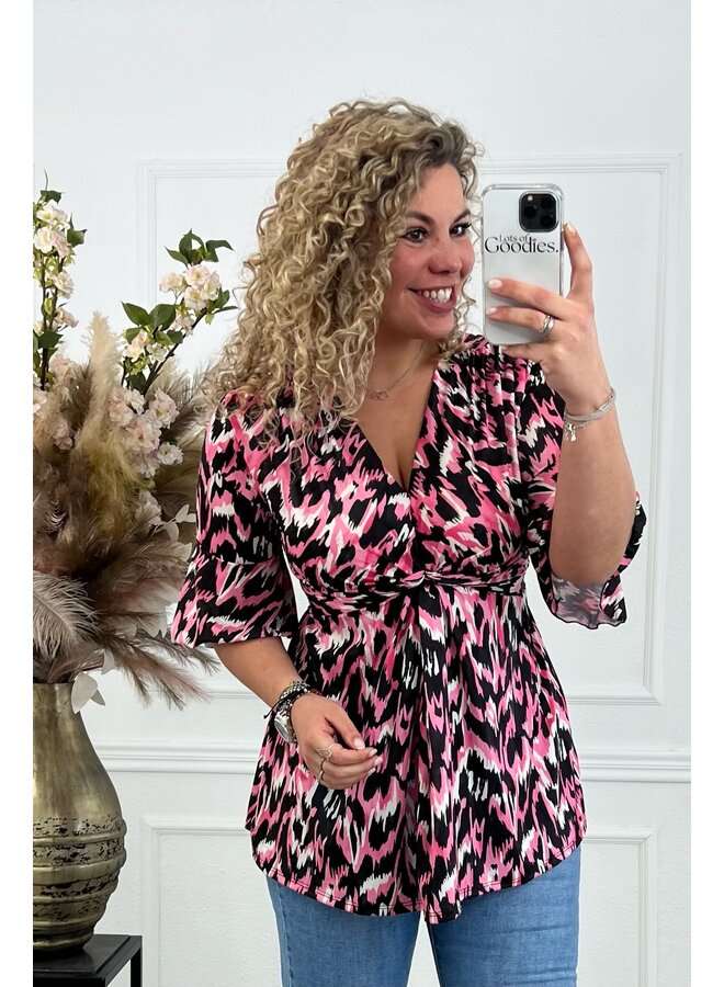 Curvy Knotted Leopard Top - Painted Pink