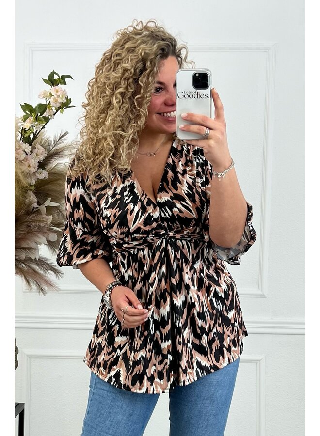 Curvy Knotted Leopard Top - Painted Brown