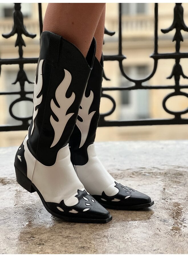 Paris Cowboy Boots - Black/White