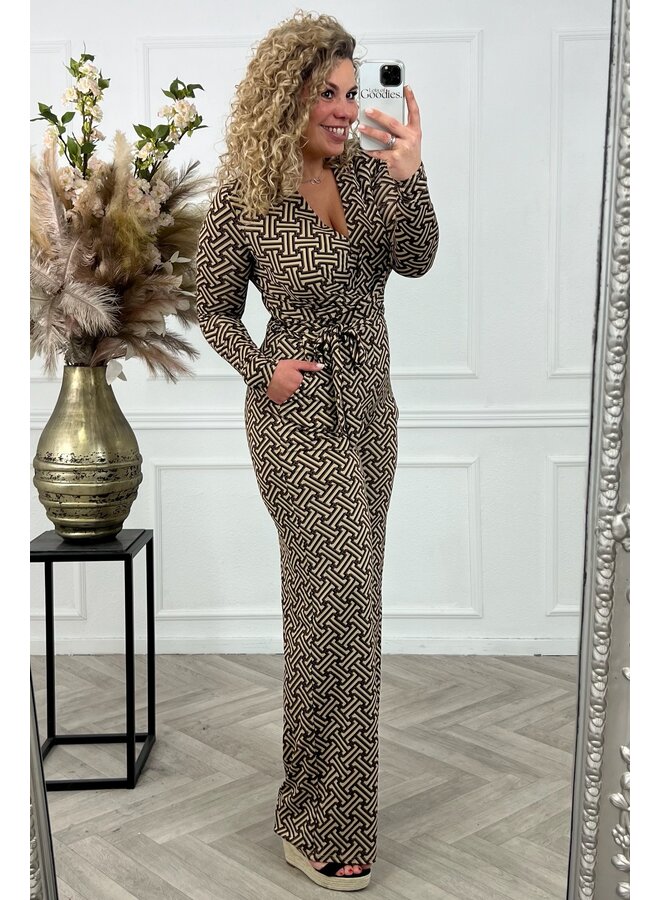 Perfect Print Jumpsuit - Beige/Brown