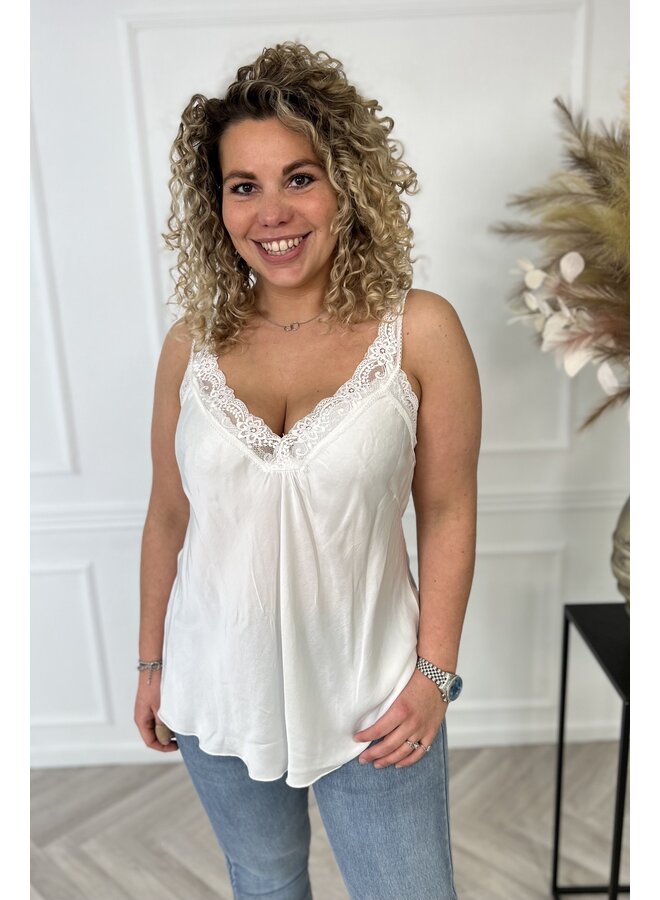 Curvy Bibi Lace Top - White