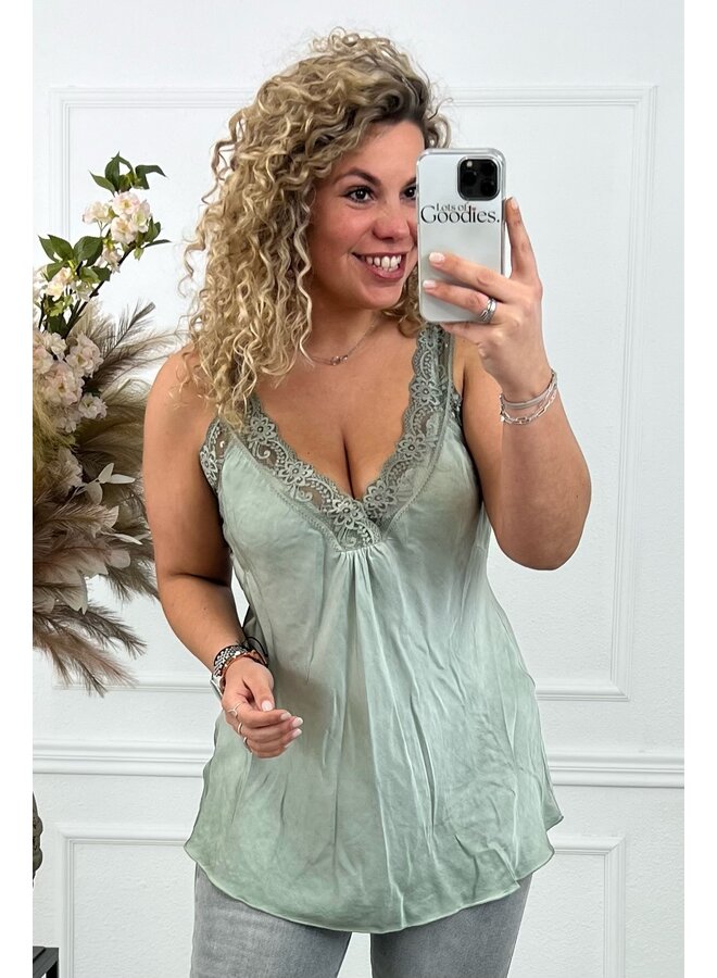 Curvy Bibi Lace Top - Armygreen