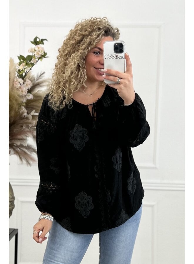 Valencia Boho Barok Blouse - Black