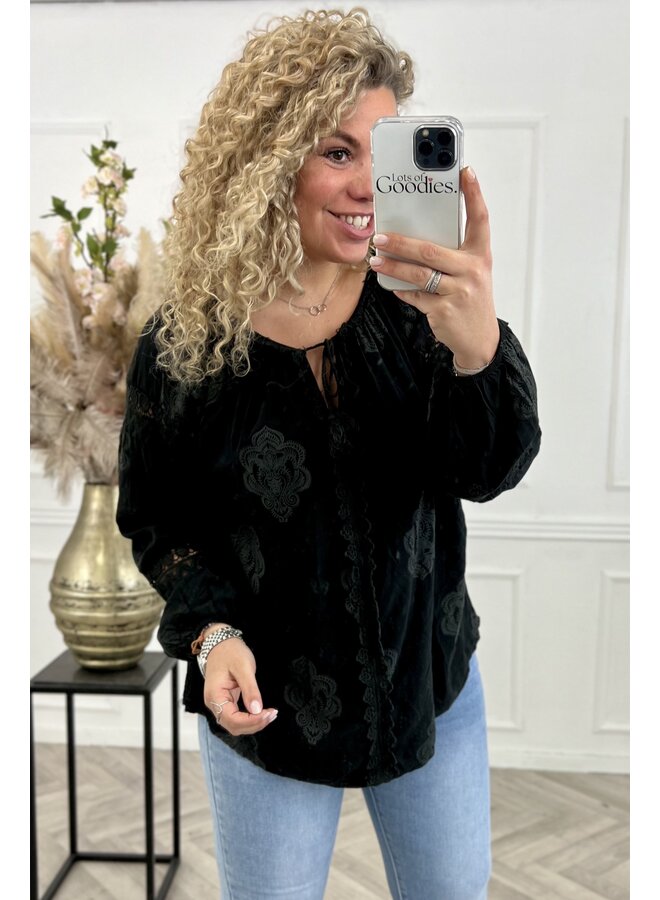 Valencia Boho Barok Blouse - Black