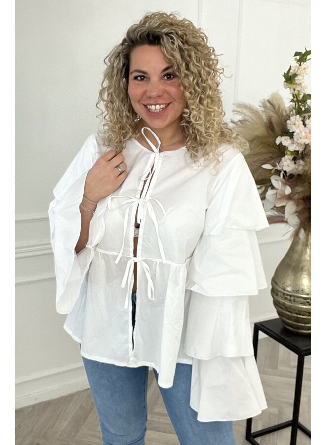 Curvy Bow Blouse - White