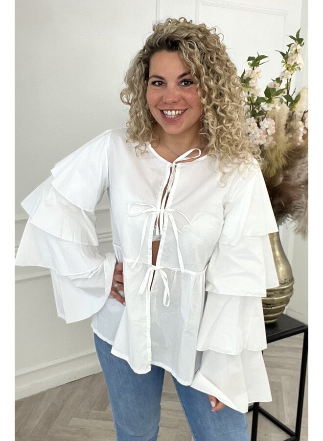 Curvy Bow Blouse - White