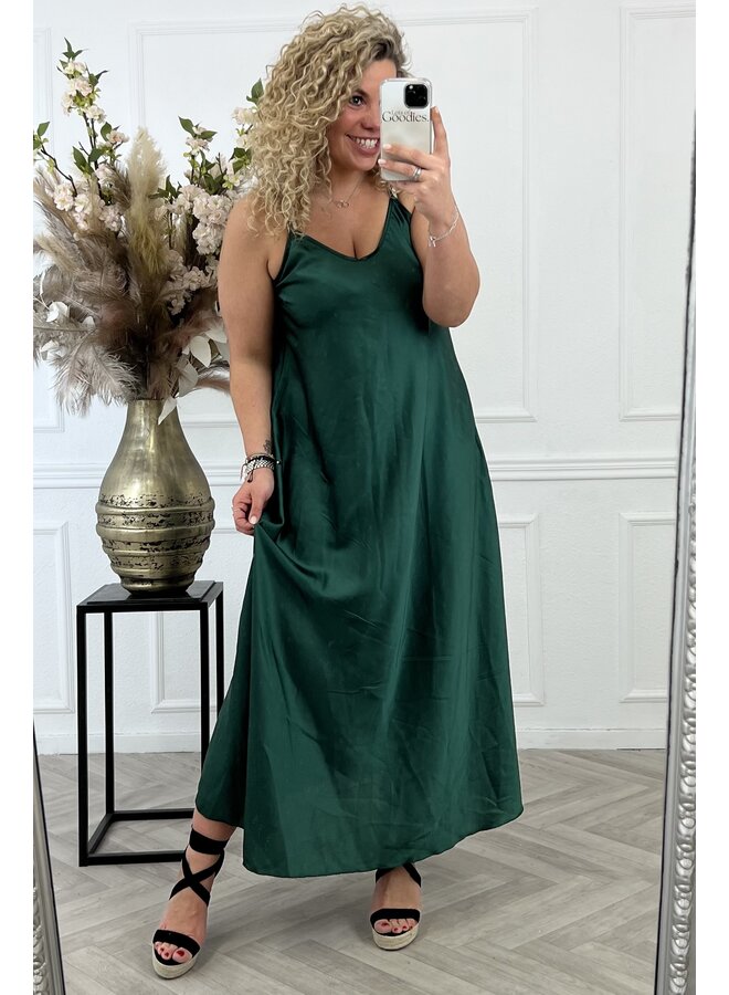 Classic Silky Dress - Bottle Green