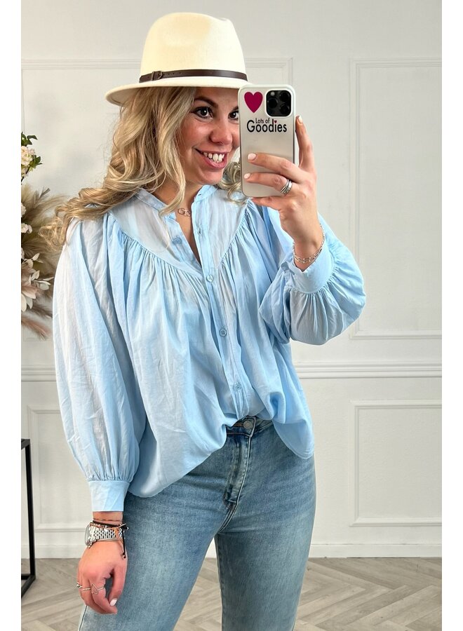 Scarlett Cotton Blouse - Light Blue