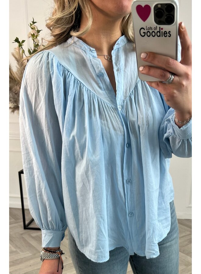 Scarlett Cotton Blouse - Light Blue